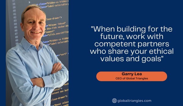 The CEO of Global Triangles with a quote about partners and ethics