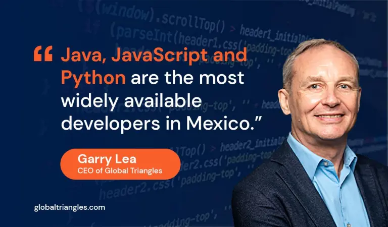 Garry Lea is seen answering "Why JavaScript is the best language for your back end and front end"